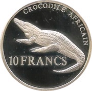 10 Francs African Crocodile, Republic of the Congo, 2000 reverse image
