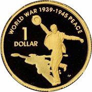 1 Dollar - Elizabeth II 4th Portrait - Peace - End of World War II - Gold Proof, Australia, 2005 reverse image