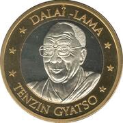10 Francs 75th Anniversary - Birth of 14th Dalai Lama, Republic of the Congo, 2010 reverse image