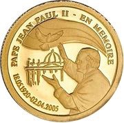 20 Francs In memory of Pope John Paul II, Republic of the Congo, 2005 reverse image