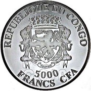 5000 Francs CFA African Silver Lion obverse image