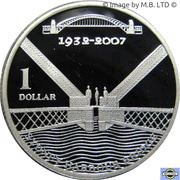 1 Dollar - Elizabeth II 4th Portrait - Sydney Harbour Bridge - Silver Proof, Australia, 2007 reverse image