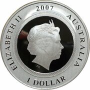 1 Dollar - Elizabeth II 4th Portrait - Lunar Pig - Lenticular Silver Frosted obverse image