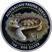1 Dollar - Elizabeth II Hatback Turtle, Cook Islands, 1998 reverse image