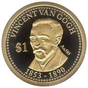 1 Dollar - Elizabeth II Vincent van Gogh, Cook Islands, 2013 reverse image
