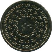 1 Dollar - Elizabeth II 50th Anniversary of Self Government reverse image