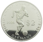 2 Dollars - Elizabeth II 18th World Cup Football 2006 Germany, Cook Islands, 2003 reverse image