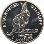 5 Dollars - Elizabeth II Kangaroo, Cook Islands, 1991 reverse image