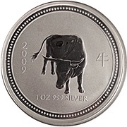 1 Dollar - Elizabeth II 4th Portrait - Year of the Ox - Silver Bullion Coin reverse image