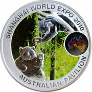1 Dollar - Elizabeth II 4th Portrait - World Expo - Panda and Koala, Australia, 2010 reverse image