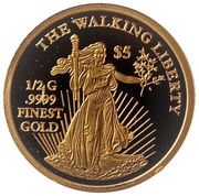 5 Dollars - Elizabeth II Walking Liberty, Cook Islands, 2014 reverse image