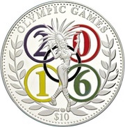 10 Dollars - Elizabeth II Olympic Games Rio 2016, Cook Islands, 2015 reverse image