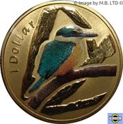 1 Dollar - Elizabeth II 4th Portrait - Air Series - Sacred Kingfisher, Australia, 2011 reverse image