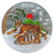 25 Dollars - Elizabeth II Year of the Tiger, Cook Islands, 2010 reverse image