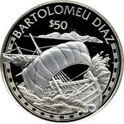 50 Dollars - Elizabeth II Bartolomeu Diaz, Cook Islands, 1988 reverse image
