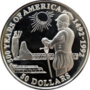 50 Dollars - Elizabeth II Diego de Almagro, Cook Islands, 1992 reverse image