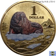 1 Dollar - Elizabeth II 4th Portrait - Polar Series - Walrus, Australia, 2013 reverse image