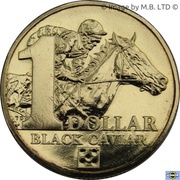 1 Dollar - Elizabeth II 4th Portrait - Black Caviar, Australia, 2013 reverse image
