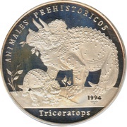 5 Pesos Triceratops, Cuba, 1994 reverse image