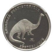 5 Pesos Apatosaurus - Piedfort, Cuba, 1994 reverse image