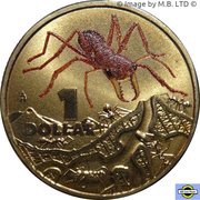 1 Dollar - Elizabeth II 4th Portrait - Bright Bug Series - Red Bull Ant, Australia, 2014 reverse image