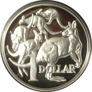 1 Dollar - Elizabeth II 4th Portrait - 30th Anniversary of the $1 Coin - High Relief Silver Proof, Australia, 2014 reverse image