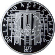 200 Korun 20th Anniversary of the Czech National Bank and Czech Currency, Czech Republic, 2013 reverse image