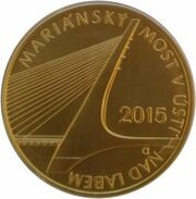 5000 Korun Mariánský Bridge in Ústí nad Labem, Czech Republic, 2015 reverse image