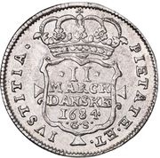 2 Mark Dansk - Christian V, Denmark, 1684-1685 reverse image