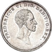 1 Rigsbankdaler / ½ Speciedaler - Frederik VI Type 1; straight neck cut obverse image
