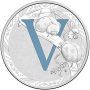 1 Dollar - Elizabeth II 4th Portrait - Alphabet Collection - Letter V - Silver Proof, Australia, 2015-2017 reverse image