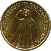 20 Kroner - Margrethe II Silver Jubilee obverse image