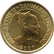 20 Kroner - Margrethe II 4th portrait; Copenhagen City Hall obverse image