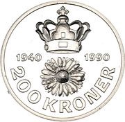 200 Kroner - Margrethe II Queen's 50th Birthday, Denmark, 1990 reverse image