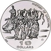 10 Dollars - Elizabeth II Independence - History of Carnival reverse image