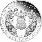 1 Dollar - Elizabeth II 4th Portrait - 65th Anniversary Coronation - Silver Proof, Australia, 2018 reverse image