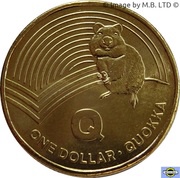 1 Dollar - Elizabeth II 4th Portrait - The Great Aussie Coin Hunt - Letter Q, Australia, 2019 reverse image