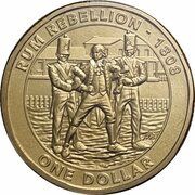 1 Dollar - Elizabeth II 4th Portrait - Mutiny and Rebellion - The Rum Rebellion, Australia, 2019 reverse image