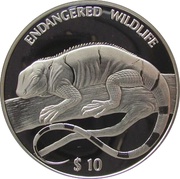 10 Dollars - Elizabeth II Iguana, Fiji, 1997 reverse image