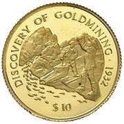 10 Dollars - Elizabeth II Discovery of Gold in Fiji - 1932, Fiji, 1998 reverse image