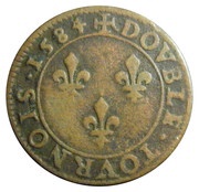 Double Tournois - Henri III Paris mint; 1st type, France, 1577-1587 reverse image