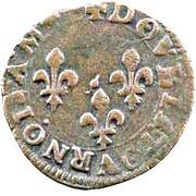 Double Tournois - Henri III Lyon mint; 1st type, France, 1585-1587 reverse image