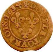 Double Tournois - Louis XIII Lyon mint; 9th type, France, 1630-1635 reverse image