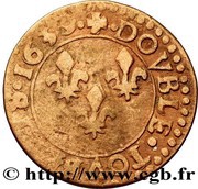 Double Tournois - Louis XIII Bordeaux mint; 14th type, France, 1638-1640 reverse image