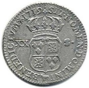 ⅙ Ecu - Louis XV Navarre, France, XX-S, France, 1719-1720 reverse image