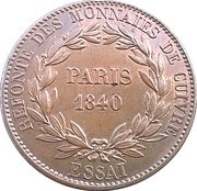 1 Décime - Louis Philippe I pattern of Barre with an modul of 1 decime reverse image