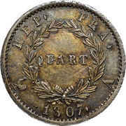 ¼ Franc - Napoléon I African head reverse image