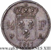 ¼ Franc - Louis XVIII, France, 1817-1824 reverse image
