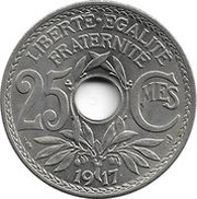 25 Centimes No Dash reverse image