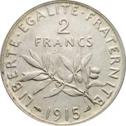 2 Francs, France, 1898-1920 reverse image